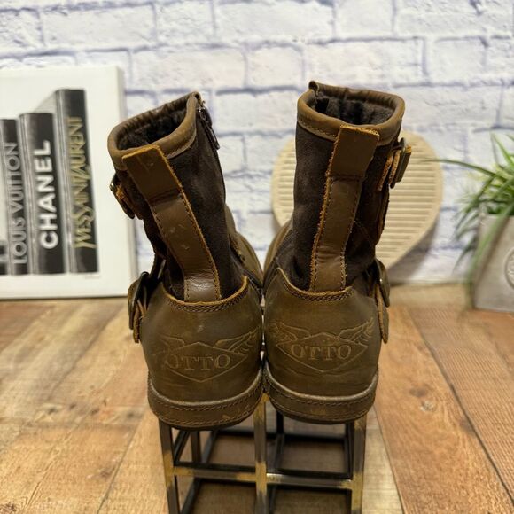 Otto's Leather Motorcycle Biker Boots - Picture 6 of 11